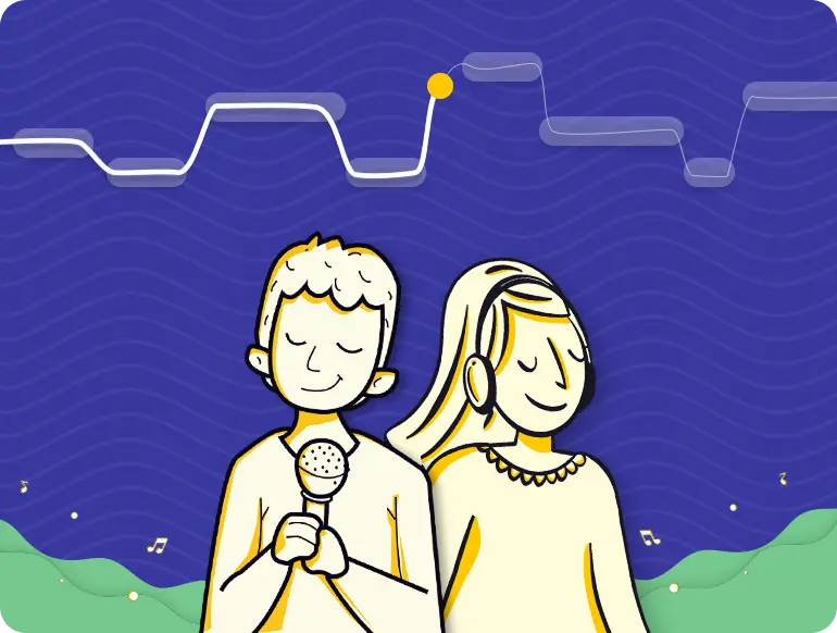 Illustration of a person singing casually at home using Riyaz app