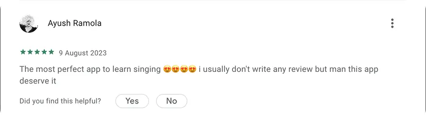 User testimonial recommending Riyaz app